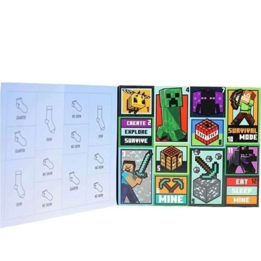 New Minecraft Boy's 12‎ Days of Socks Advent Box